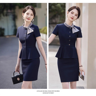 Summer Short-Sleeved Suit Women's Professional Wear Classy Workwear Hotel Front Desk Reception Beauty Salon Work Clothes