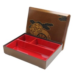 Wholesale new lunch boxes, gold plastic lunch boxes, red inner three-compartment lunch boxes, special food boxes for Japanese restaurants