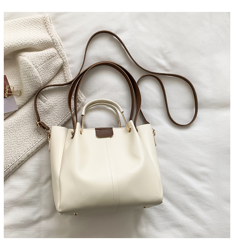 Moda retro simple bolso de mujer estilo transfronterizo de gran capacidad bolso de mano de tela PU bolso de hombro debajo de la axila