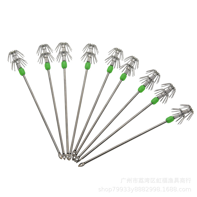 Gancho luminoso gancho de calamar gancho de camarón vivo gancho paraguas gancho de cebo vivo calamar soplando tubo pulpo tinta pescado gancho de acero inoxidable 10 ganchillo