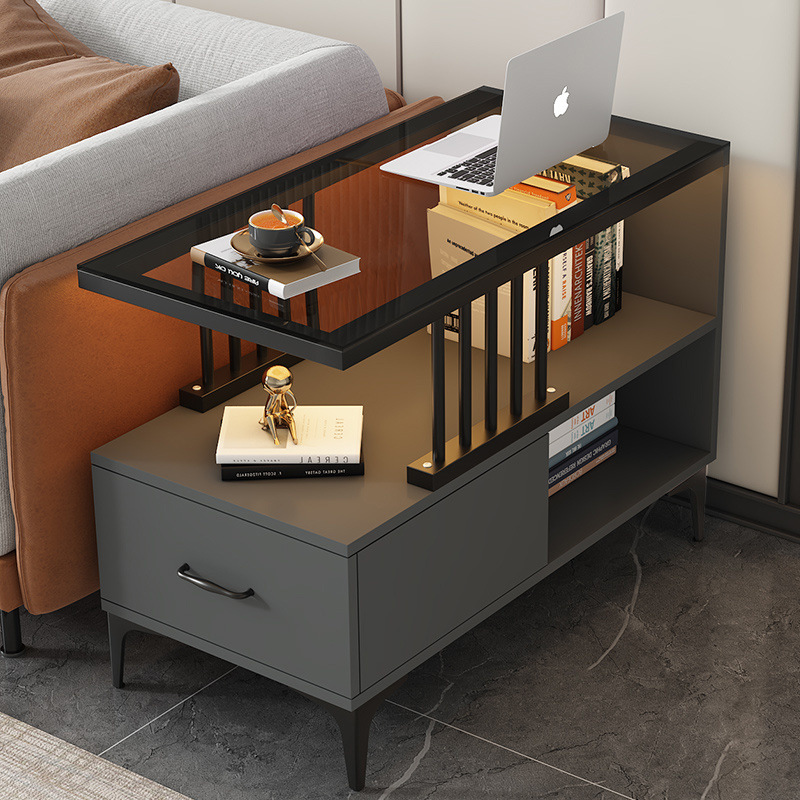 Mesa contra la pared estrecha simple y ligera estante de lujo sofá lado del gabinete varios lados de la mesa mesa de té pequeño mini borde