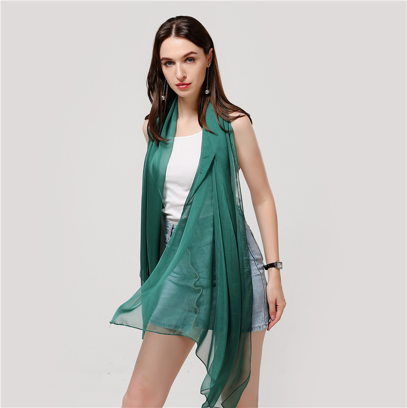 Sciarpa in tinta unita Sciarpa sottile e grande Turismo Protezione solare Decorazione Fotografia Scialle Sciarpa in crepe liscio in tinta unita_voghion.com