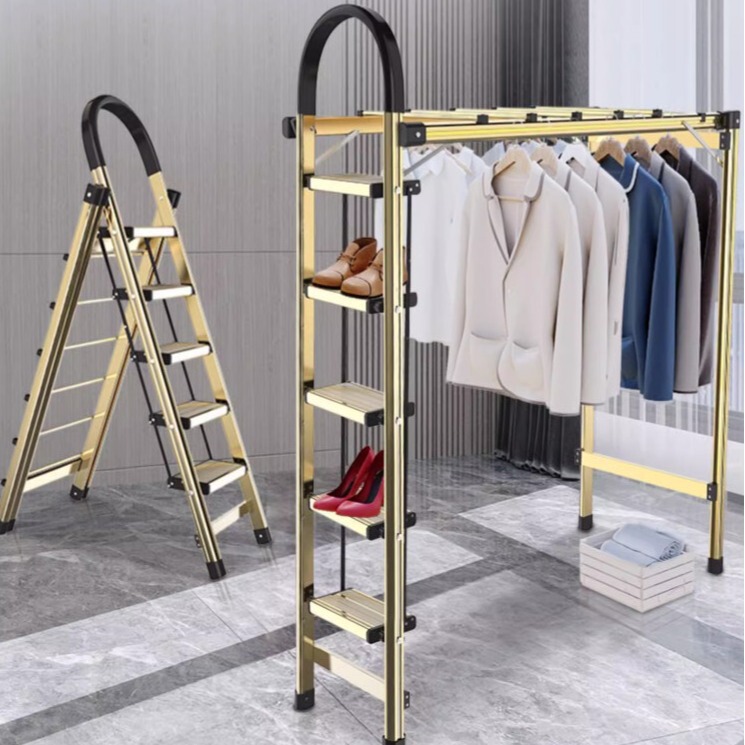 Ladder for Home Use, Multifunctional Folding Stepladder, Aluminum Alloy Indoor Ladder, Dual-Purpose Clothes Drying Rack, Thickened Telescopic Staircase Ladder for Home Use, Multifunctional Folding Stepladder, Aluminum Alloy Indoor Ladder, Dual-Purpose Clothes Drying Rack, Thickened Telescopic Staircase