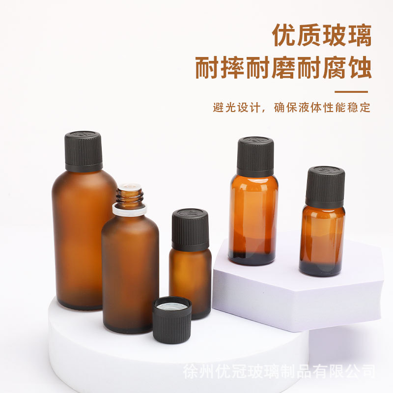 30ml botellas de aceite esencial de vidrio esmerilado marrón botellas de tapón de goteo botellas de botellas
