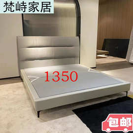 厂家直销简约小户型头层牛皮主卧床 意式极简家用1.8米双人真皮床