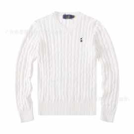 RL经典小马刺绣麻花毛衣V领套头毛线针织衫休闲纯色毛衫毛衣有码