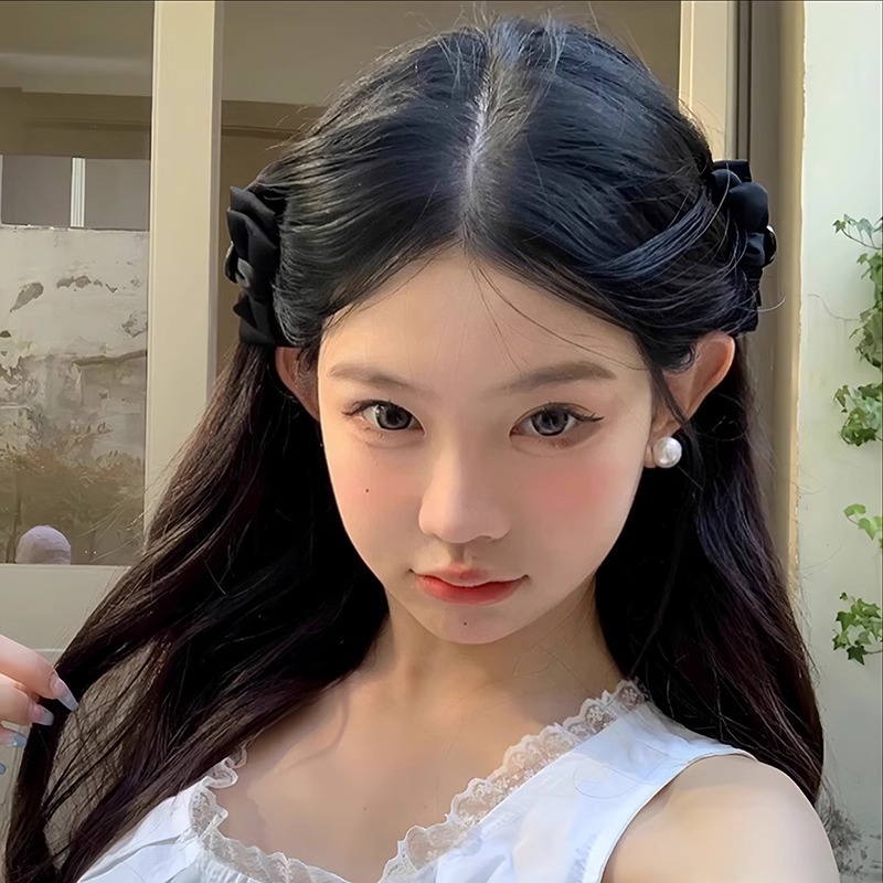 Alto grado de sensación de arco negro agarrando clip de cabello princesa encantadora clip de cabello trenzado oreja elfo lateral fija clip de cabello