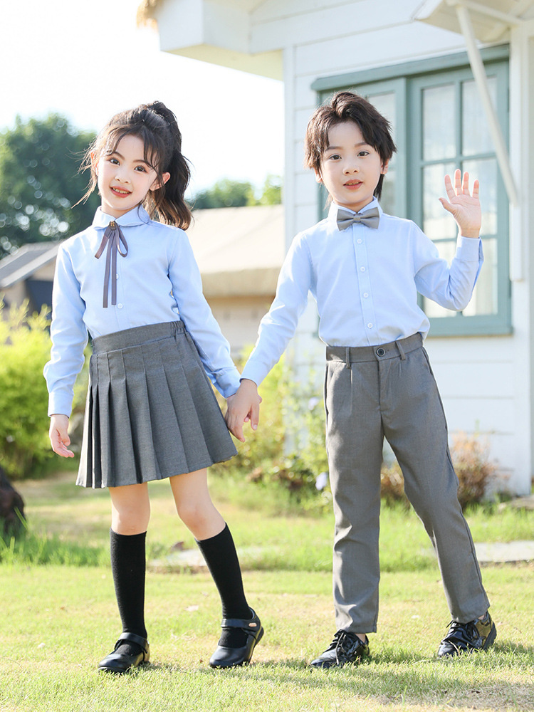 Conjunto de ropa de actuación de la escuela primaria, uniforme de jardín de infantes, uniforme escolar para niños y niñas, uniforme escolar, uniforme de clase para niños mayores