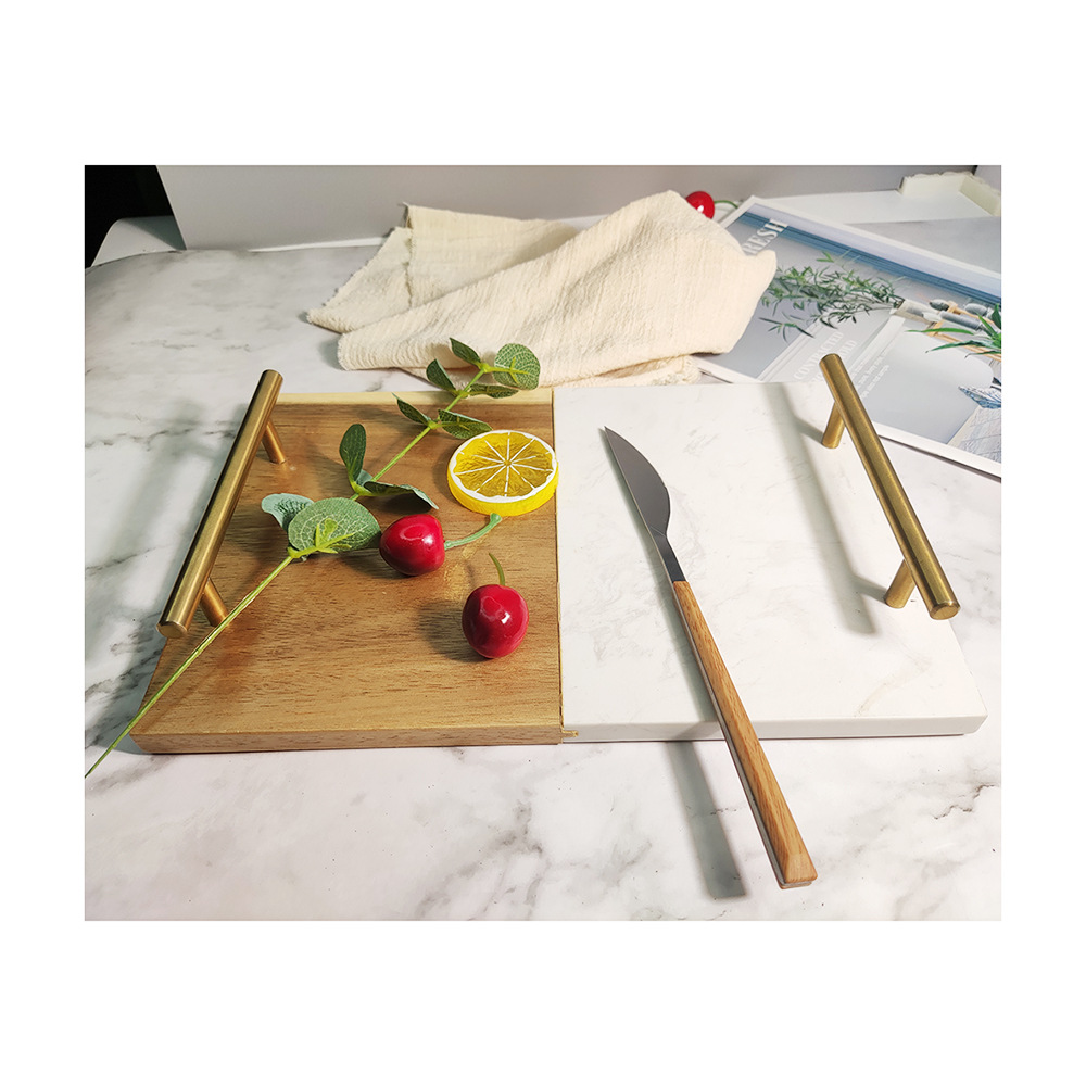 Fábrica de bandejas de mármol de estilo nórdico paneles de pastel de frutas de sushi bandejas de mármol de madera acacia