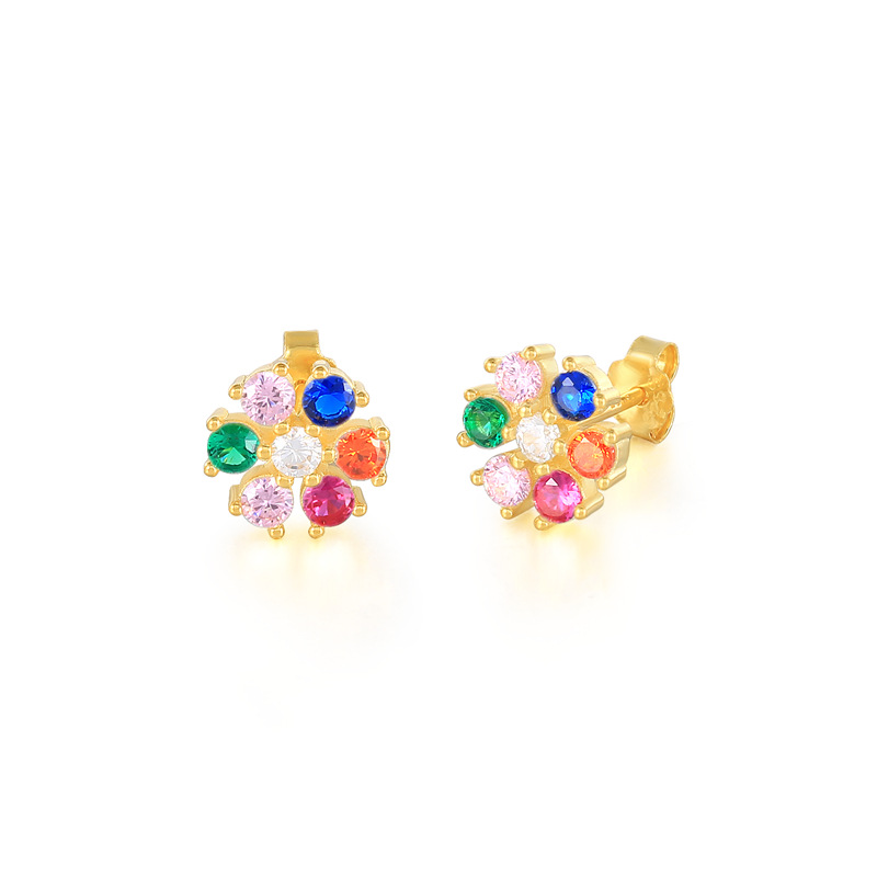 Fashion Flower Sterling Silver Inlay Zircon Ear Studs 1 Pair display picture 6