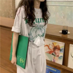 韓代同項品質品R * S家2025春夏金丸襟カボチャプリントカジュアル半袖綿tシャツtシャツ女性