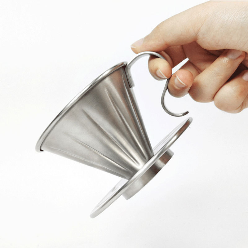 Cross-border Hot Selling 304 Stainless Steel Coffee Funnel Double Layer Hand Coffee Filter Drip Funnel Filter Cup