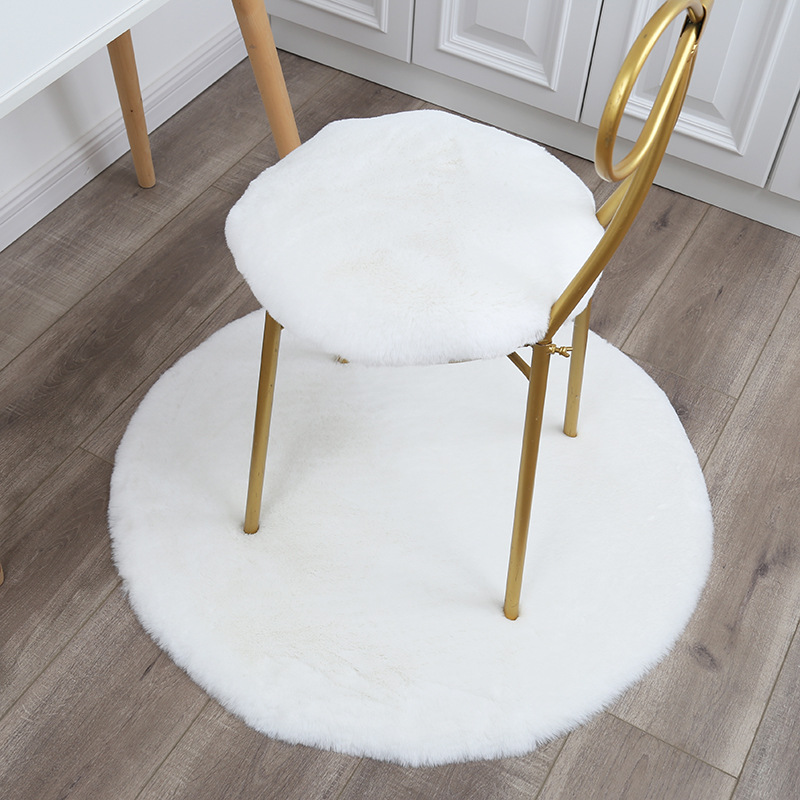 Other Round Rabbit Fur Rug Bedroom Carpet Makeup Chair Mat (Car Carpet) - white-imitation-rabbit-fur-40cm-diameter-round