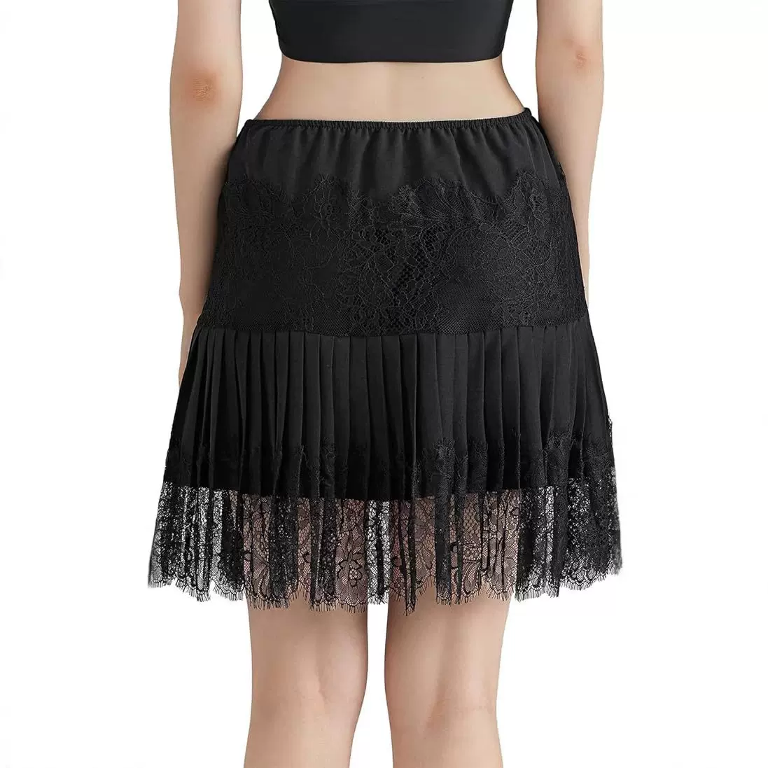 2025跨境亚马逊女式蕾丝迷你裙 Y2k 褶皱低腰分层褶皱飘逸裙