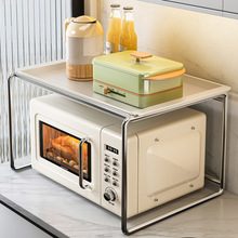 不锈钢微波炉架子置物架厨房家用台桌面双层烤箱支架电饭煲收纳架