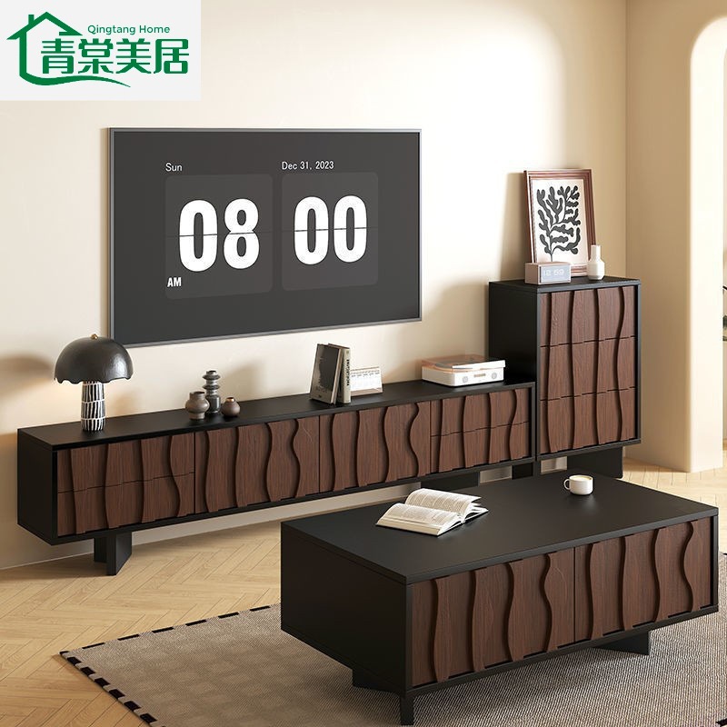 Medieval Style Small Apartment Retro Floor-Standing Tv Cabinet Against the Wall Integrated Storage Home Storage Cabinet Side Cabinet Tv Cabinet