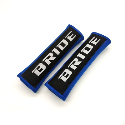 Seat belt shoulder pad — cotton protection pad pair - bride-blue