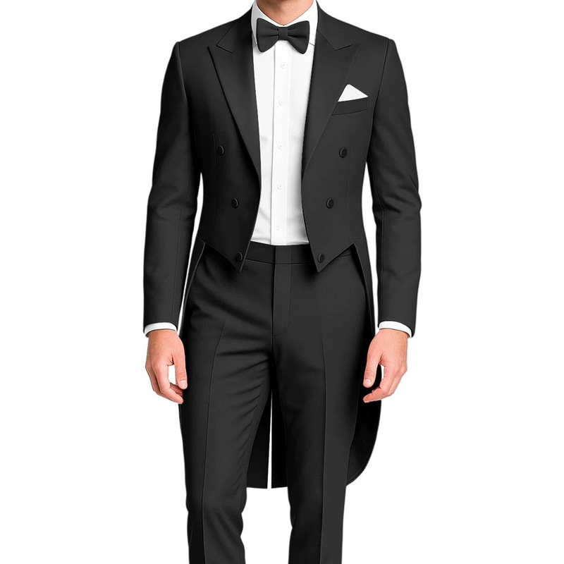 European Medieval Men's Double-Breasted Tailcoat Suit, Short Front and Long Back, Groomsmen's Clothing, Men's British Style Conductor's Uniform