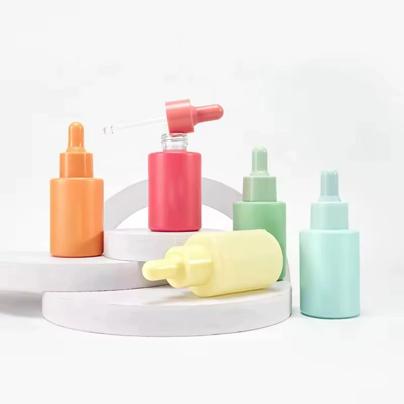 Новый стиль спот 30ml макарон капельница матовая плоская плечая сыворотка сыворотка бутылка экстракта косметическая стеклянная бутылка