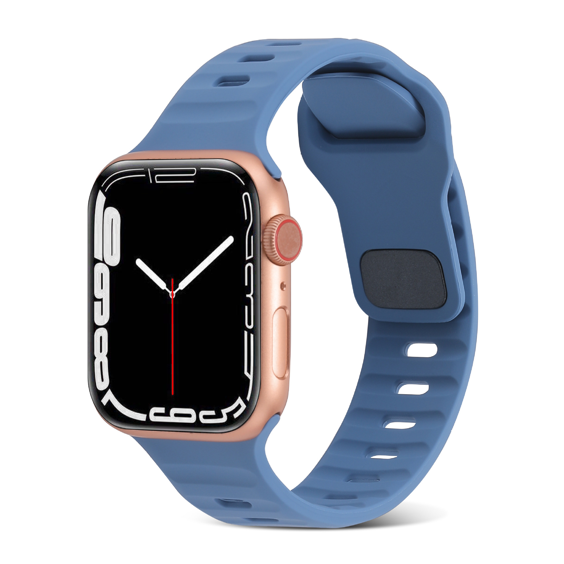 アップルiwatchスマート腕時計バンド345678se運動通気黒角ボタン逆ボタンシリカゲルリストバンド