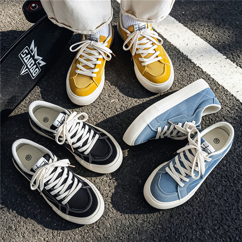 2026 Spring and Summer Men's Low-Top Lace-Up Breathable Versatile Canvas Shoes Youth Sports Trendy Sneakers White Shoes Korean Style 2026 Spring and Summer Men's Low-Top Lace-Up Breathable Versatile Canvas Shoes Youth Sports Trendy Sneakers White Shoes Korean Style