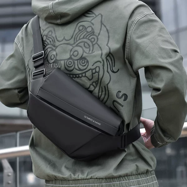 Waterproof Crossbody Bag for Men, Trendy and Cool Cycling Functional Workwear Bag, Oxford Cloth Fashionable Men's Chest Bag, Commuter Shoulder Bag