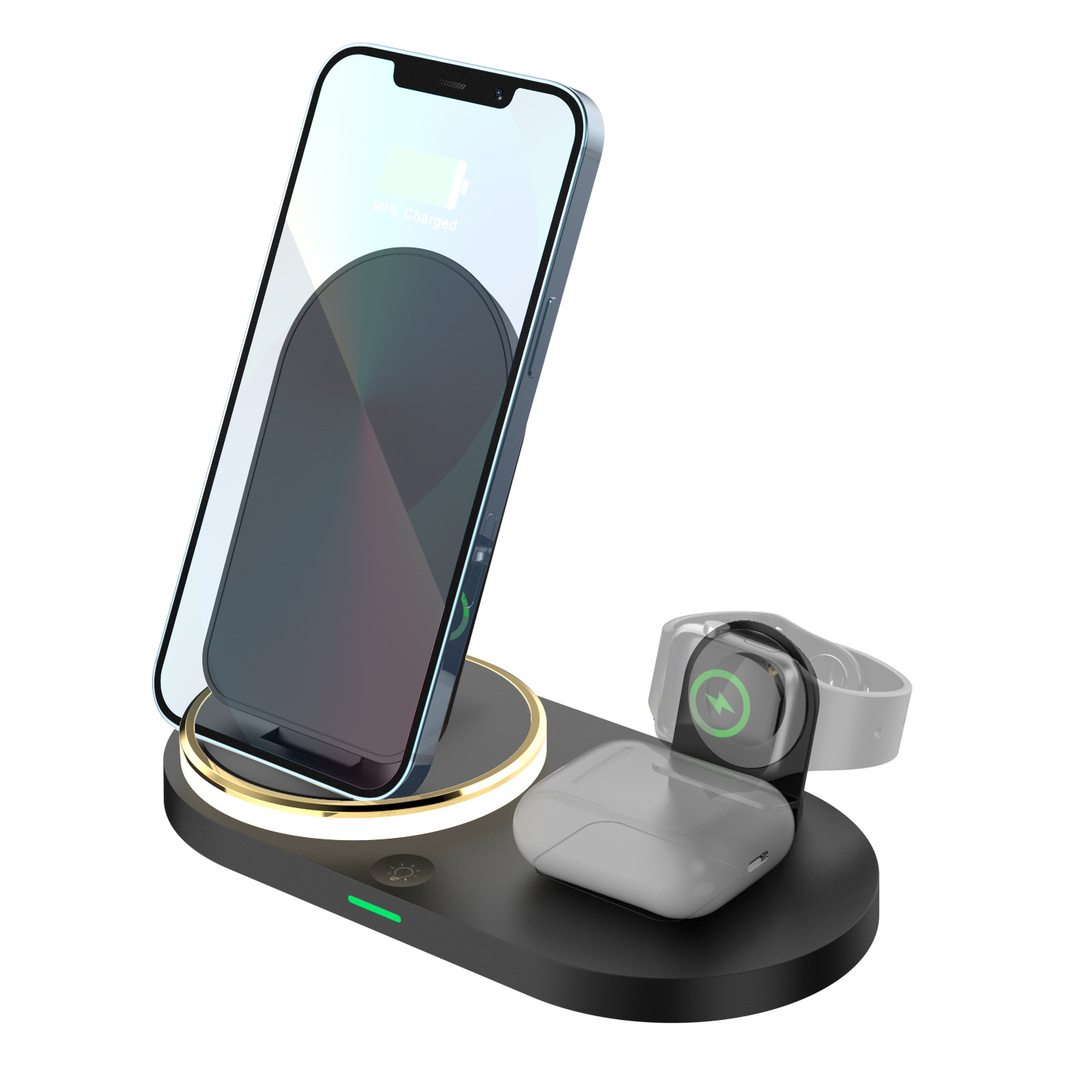 Original popular Amazon multifuncional cinco en uno plegable cargador inalámbrico magnético táctil luz nocturna cargador inalámbrico