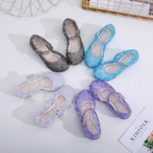 跨境水晶鞋女童高跟凉鞋儿童演出鞋PVC鞋女童高跟凉鞋演出鞋批发