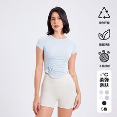 通気性速乾運動上着女性縮み半袖tシャツランニングトレーニング服痩せ感トレーニング服ヨガ服