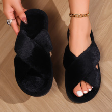 D 72997 Cross open-toe plush slippers ����¶ֺëë������