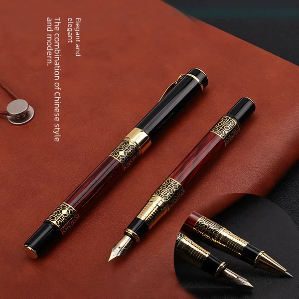 Chinese style pen Pearl pen imitation Rosewood pen holder student calligraphy pen adult business office wood grain signature pen