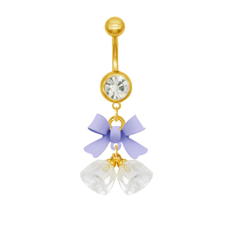 Belly Button Ring With Bow And Bell Pendant Piercing Jewellery_voghion.com