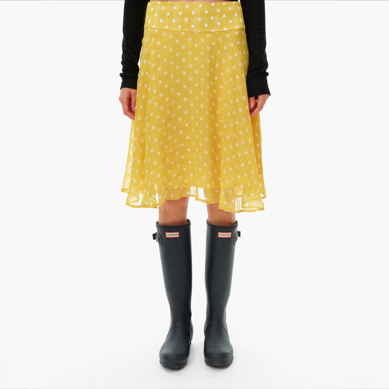 Polka Dot Fabric | Umbrella Swing Elegant | Printed Texture Mid-Length A-Line Skirt Polka Dot Fabric | Umbrella Swing Elegant | Printed Texture Mid-Length A-Line Skirt