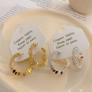 Copper plated real gold high-end feeling broken silver metal earring new fashion light luxury temperament earrings women's earrings 925 silver needle