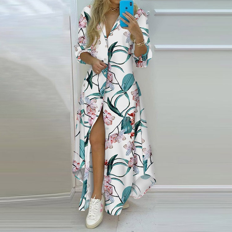 315g Weight Maxi Long Dress Dress Length Type Long Sleeve Sleeve Length Regular Dress Dresses Type Regular Sleeve Sleeve Type Polyester Fabric Type High Waist Waist Line Daily, Beach Occasion V Neck Neckline Regular Fit Fit Type Printing, Stripe, Leaves Pattern Summer, Spring Season Women's Gender Vacation Style Wholesale Women's Vacation Printing Stripe Leaves Daily Beach V Neck Long Sleeve Regular Dress 8