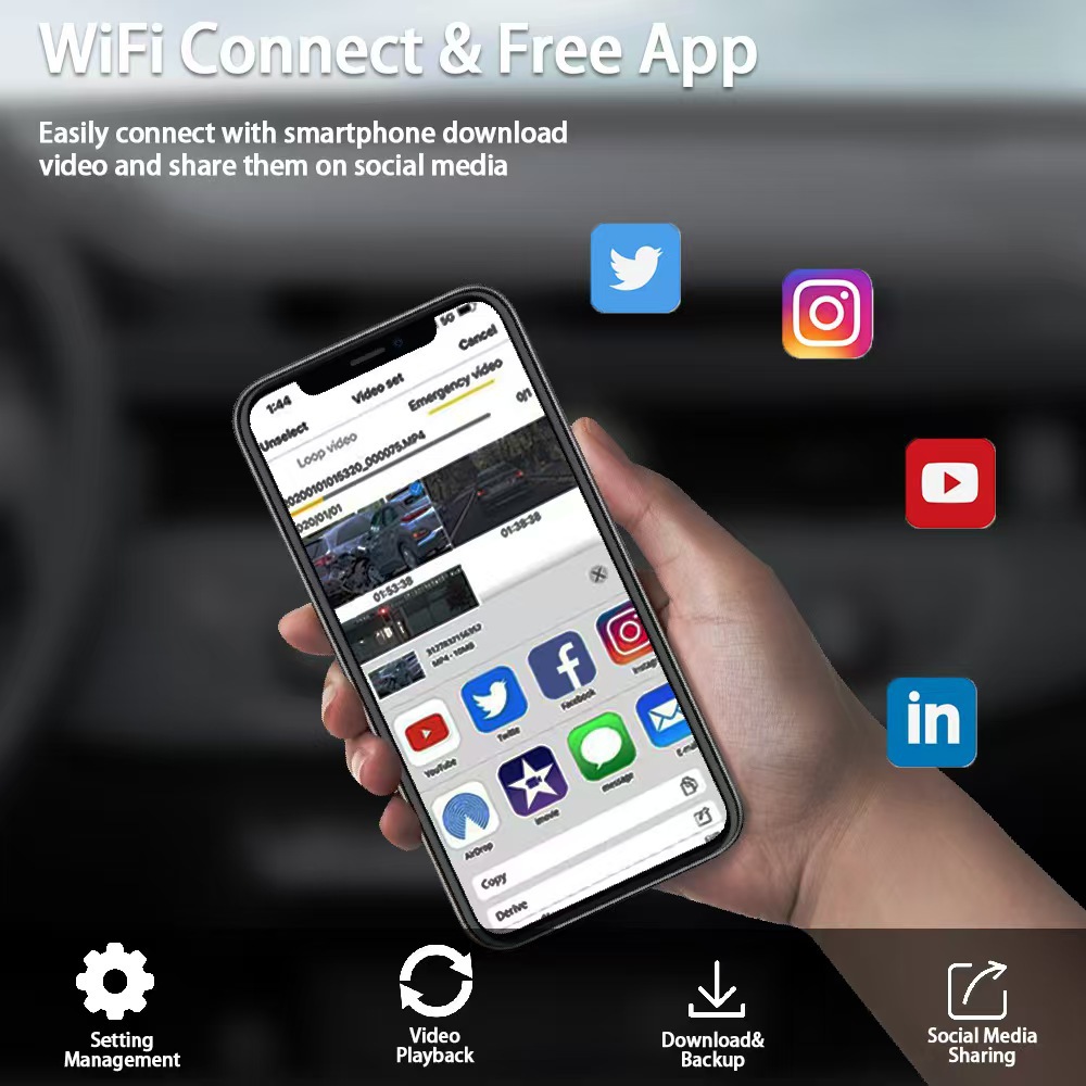 跨境新款四录1080P行车记录仪高清夜视广角WiFi连接车载DVR四镜头
