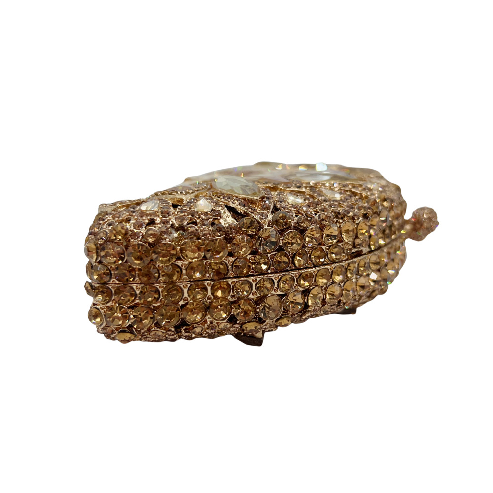 Túi satchel nữ đính pha lê kim cương hình quạt marquise sang trọng dự tiệc — vàng, Vàng AB, Kim cương trắng trên vàng, Kim cương bạc trên nền đen chi tiết 4