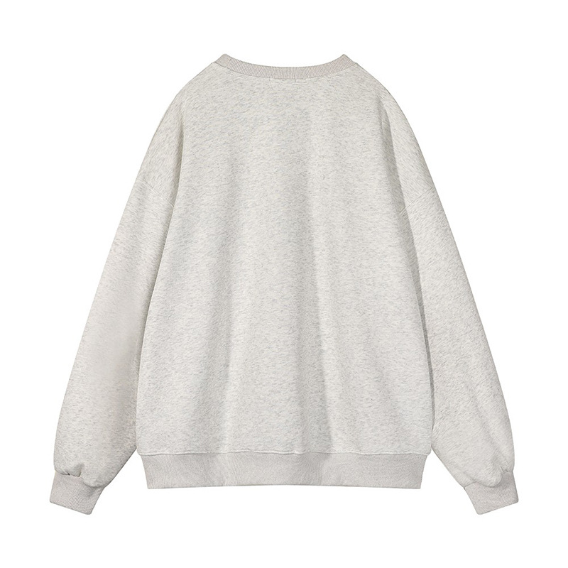 Autumn Winter Printed Loose Sweatshirt Retro Letter Graphic Pattern Fleece lined Long Sleeve Top