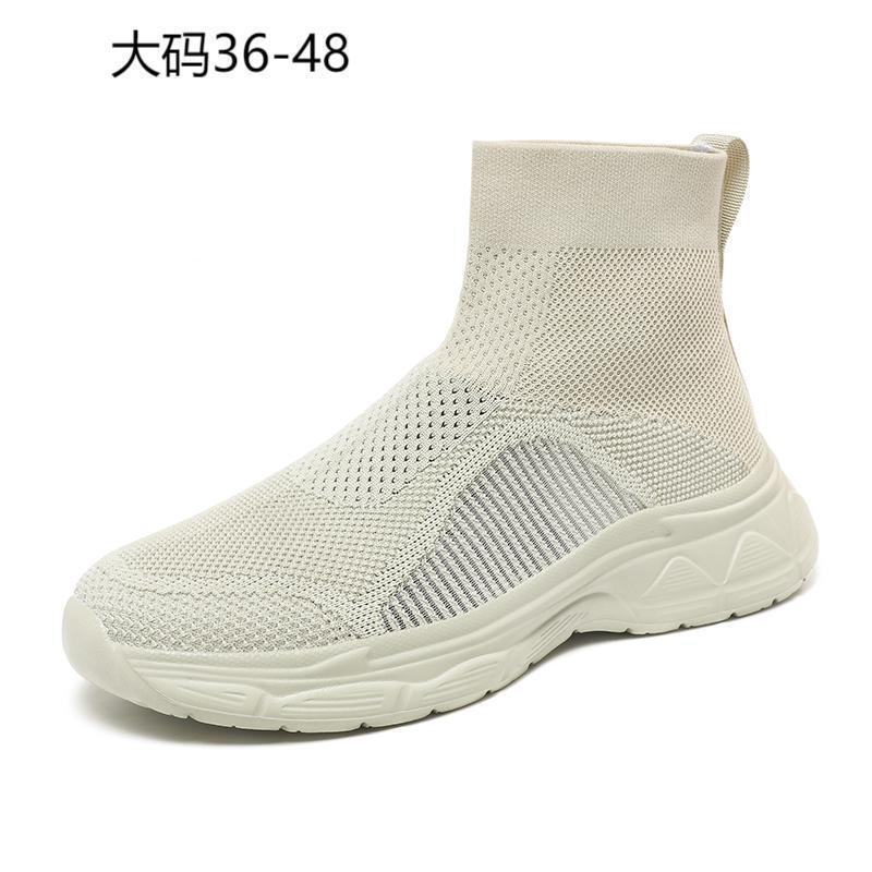 Cross-Border Large Size Couple Fly-Knit Breathable Casual Sports High-Top Fly-Knit Personalized Fashion Socks Shoes for Men and Women 36-48