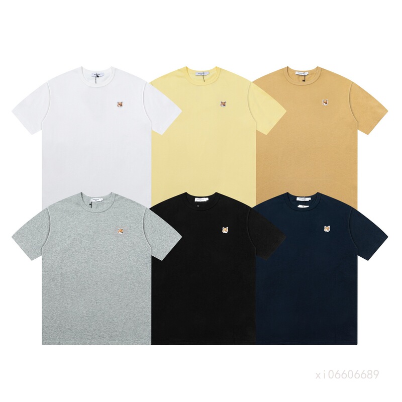 Cross-Border Trendy Brand Maison Kitsune Classic Spring and Summer Single Fox Head Men's and Women's Short-Sleeved Round Neck T-Shirt