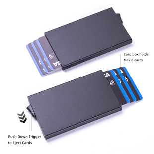 Anti-Theft Rfid Card Holder, Hand-Pushed Aluminum Alloy Card Box, Anti-Degaussing Automatic Pop-Up Bank Card Holder, Credit Card Box