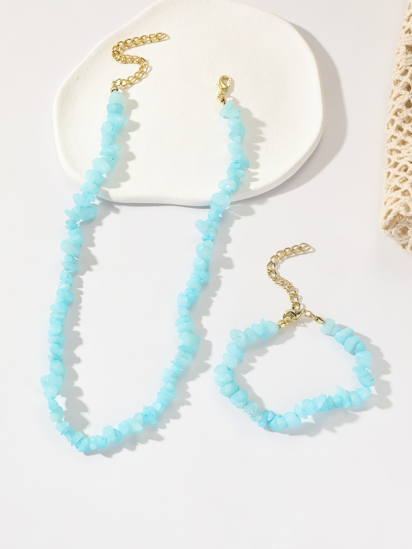 Amazon Hot European And American Jewelry Crystal Stone Beaded Natural Stone Necklace Handmade Color 