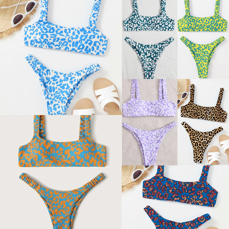 European and American Style Sexy and Fashionable Multi-Color High-Waisted Printed Split Bikini Swimsuit for Women, Sexy and Trendy Bikini