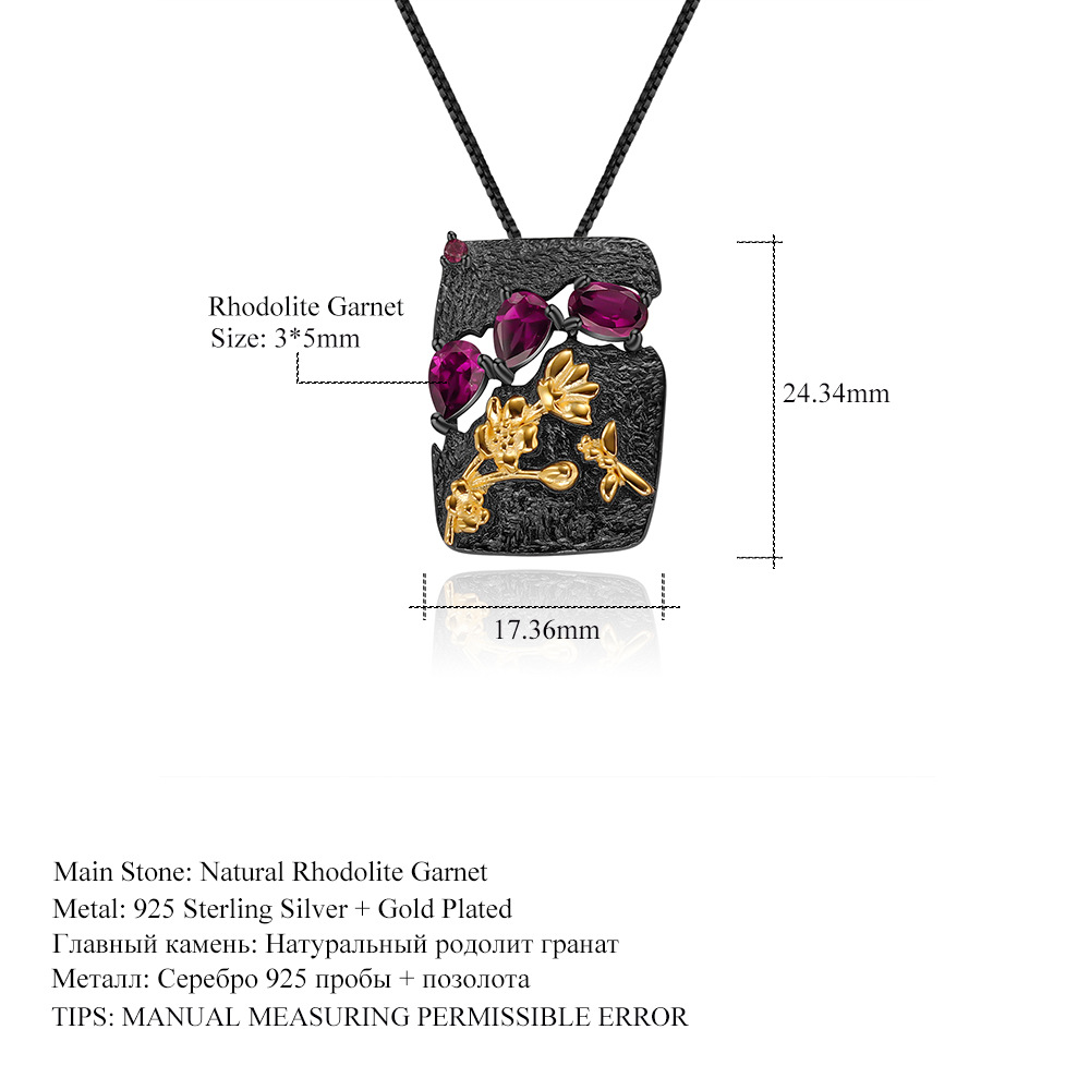 designer senior gemstone Pendant Secret Garden Natural wind 925 natural rose Necklace Pendant