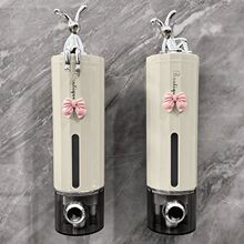 轻奢奶油风免打孔皂液器壁挂式洗手液按压瓶洗发水家用放沐浴露瓶