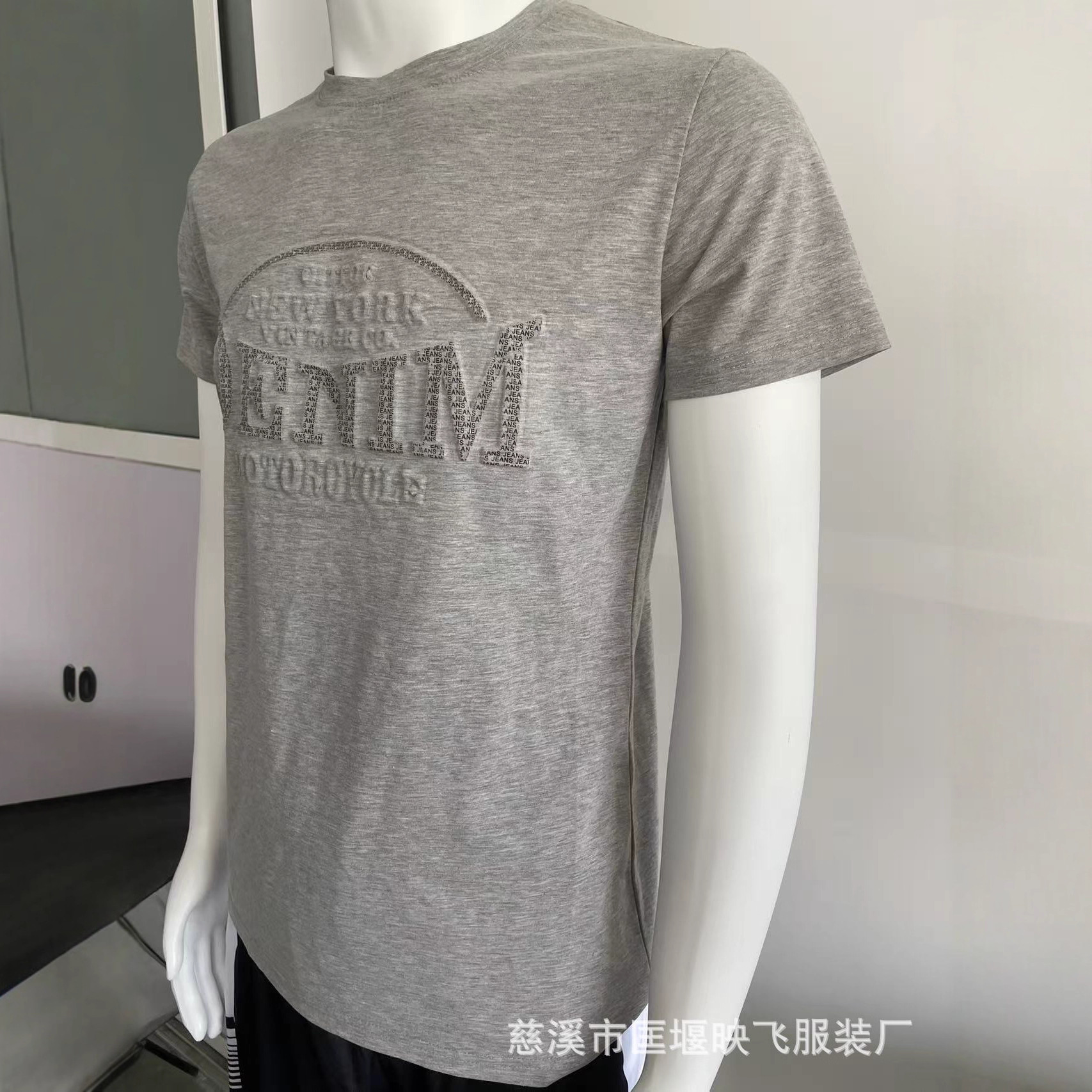 外贸工厂批量定制欧美立体凹凸印花短袖T恤 来图来样设计