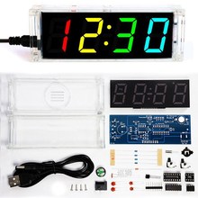 diy electronic clock kit 4 digital tube multicolor LED time