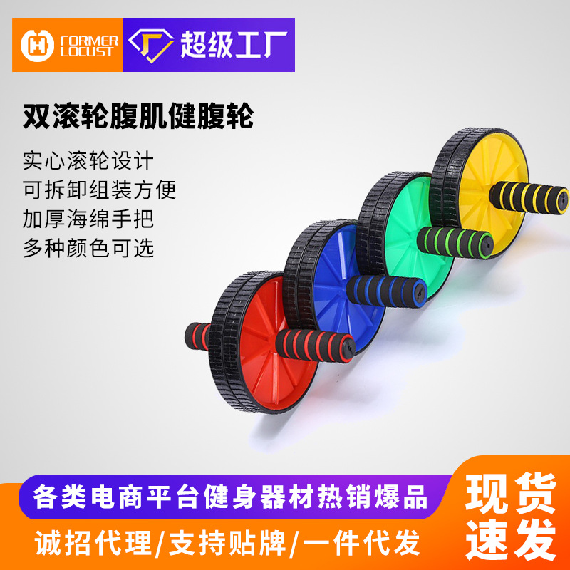 Rueda abdominal de doble rueda del fabricante polea de rodillo de fitness rueda de músculo abdominal rueda de empuje equipo de fitness latissimus dorsi