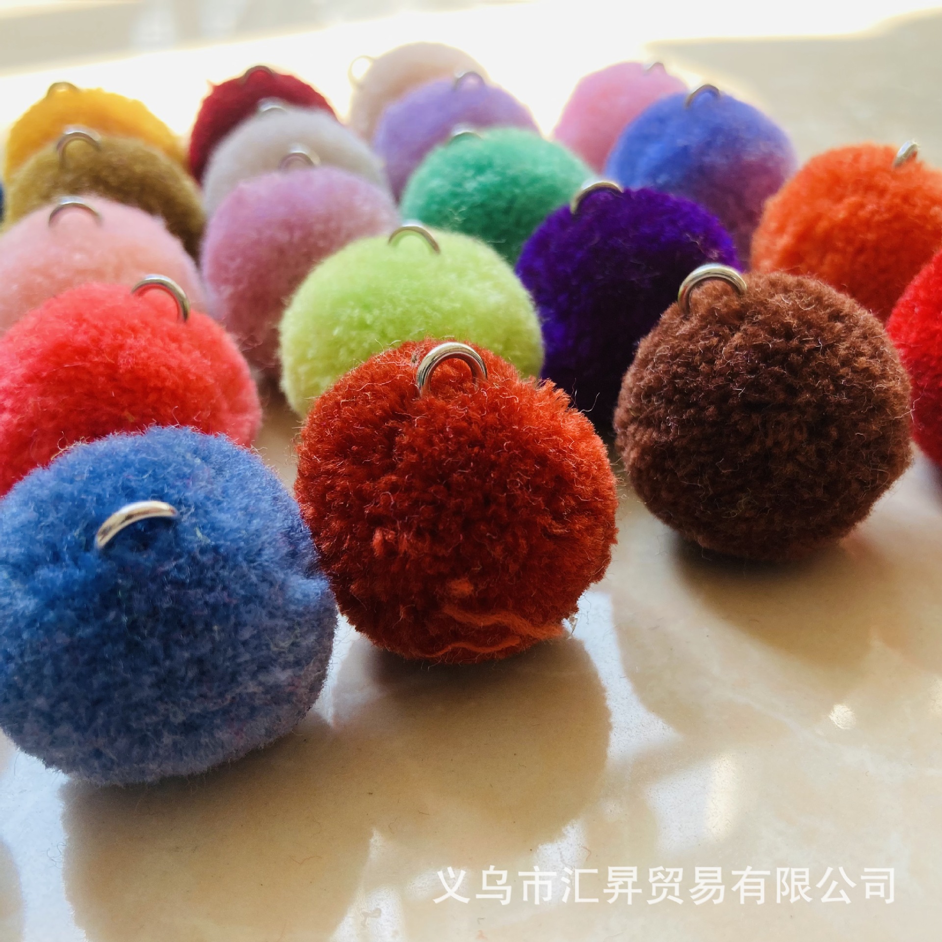 3cm开司米毛球加挂圈挂钩 细毛线绒球diy耳饰头饰民族风挂饰配件