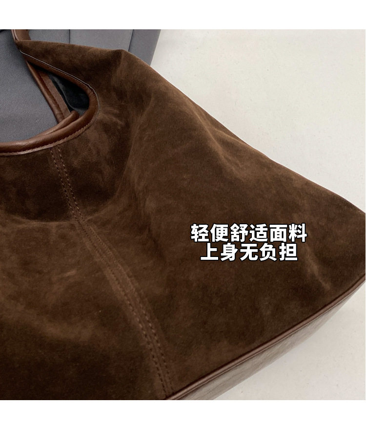 Túi tote nữ cỡ lớn đa năng thời trang, túi đeo chéo đi làm chất liệu nhung kẻ — Màu cà phê, Màu nâu vàng, Màu nâu đỏ, Màu đen chi tiết 6
